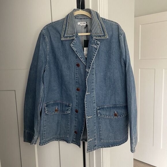 NWT RE/DONE The 70s Chore Jacket in Stoned Medium Women's Oversized Stitched - Picture 2 of 5